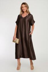 SHOPIKA Rochie lunga A-line din vascoza satinata cu croi amplu, maro Talie unica