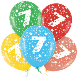 PartyPal Lufi, évszámos csillagos (7) 5 db/csomag/vegyes színekben
