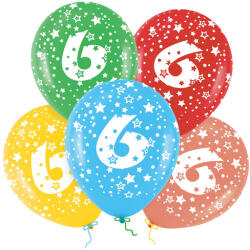 PartyPal Lufi, évszámos csillagos (6) 5 db/csomag/vegyes színekben