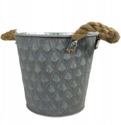 Luk Rusztikus fedél juta zsinór fogantyúkkal fém dekoratív kaspó (QX2034-035-036M/GREY)
