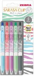 Zebra Zseléstoll készlet, 0, 33 mm, nyomógombos, csíkos test, ZEBRA "Sarasa Clip Pastel", 5 különböző pasztell szín (TZ13989) - kecskemetirodaszer