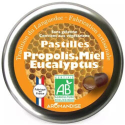 Aromandise Bomboane artizanale cu propolis, miere si eucalipt bio 45g Aromandise