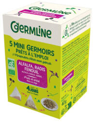 GERMLINE Mini germinatoare cu seminte de alfalfa, ridiche si fenicul bio 5 bucati x 8g 40g Germline