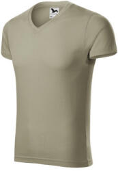 Malfini 146 Slim Fit V-neck férfi póló világos khaki színben (1462818)