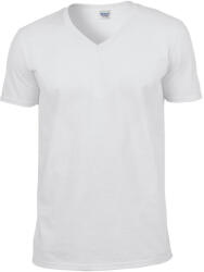 Gildan GI64V00 pamut V-nyakú férfi póló - white szín (gi64V00wh-2xl)