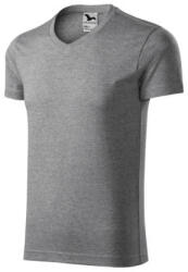 Malfini 146 Slim Fit V-neck férfi póló sötétszürke melírozott színben (1461215)