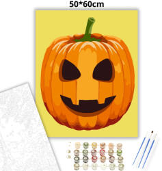  Halloween Tök sárga - Halloweeni számfestő készlet - számfestő készlet - 50×60 cm (Keretre feszítve)