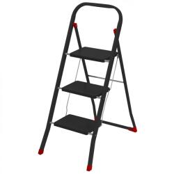 CASA SI Scara cu 3 trepte, otel, Arco 3, neagra, incarcare maxima 150 kg (CS-10921-NEG)