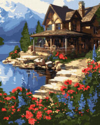 Ideyka Set pictura pe numere, cu sasiu, Casa la malul marii, 40x50 cm (KHO6325)
