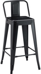 FDY Scaun Bar Cu Spatar Upser Metalic Negru Mat