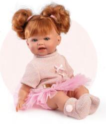 Guca Papusa clasica, Nina, 38 cm, corp textil, cu rochita roz de balerina (GUC 820) Costum bal mascat copii