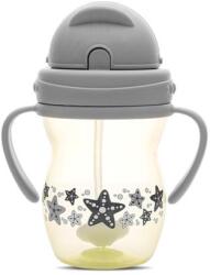 LORELLI Cana cu manere si pai, anti-varsare, potrivita pentru calatorii, 12 luni+, 275 ml, Grey Yellow (1023060 0006)