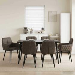 vidaXL Scaune de dining 6 pcs Piele Suedata Sintetica Gri închis GartenMobel Dekor (3428235)