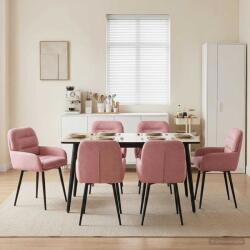 vidaXL Scaune de dining 6 pcs Catifea Roz 59 x 59, 5 x 90 cm GartenMobel Dekor (3428250)