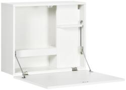 art Birou de perete pliabil cu raft, MDF alb, suspendat, 60x21, 5x50 cm (AR161555)