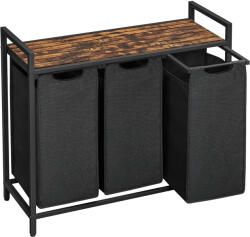 Vasagle Cos de rufe VASAGLE cu 3 compartimente, raft si saci detasabili, 114L (EZ-BLH301B01V1)