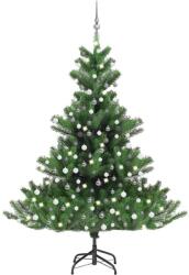 vidaXL Pom Craciun artificial brad Nordmann LED&globuri verde, 210 cm GartenMobel Dekor (3077733)