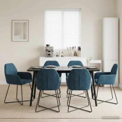 vidaXL Scaune de dining 6 pcs Catifea albastru 55 x 50 x 84 cm GartenMobel Dekor (3428390)