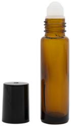  Mini golyós üvegcse 10 ml - barna üveg, fekete kupak