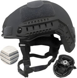 Linovit Cască tactică balistică FAST NIJ IIIA, Rezista la proiectile de 9mm, . 357 SIG și . 44 Magnum, Decupaj înalt pentru accesorii, compatibila NVG, Șină FAST, Sistem reglaj 360°, Material PE ultra-reziste