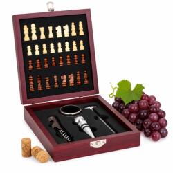 MindBlower Set de șah și accesorii pentru vin, Checkmate, cutie rafinată, ușor de închis, ușor de depozitat (3311)