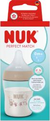 Nuk Biberon cu tetina din silicon Perfect Match, bej, flux S, 0 luni+, 150 ml, Nuk