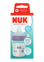 Nuk Biberon cu tetina din silicon Perfect Match, roz, flux S, 0 luni+, 150 ml, Nuk