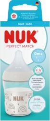 Nuk Biberon sticla cu tetina din silicon Perfect Match, flux S, 0 luni+, 120 ml, Nuk