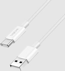 LogiLink USB 2.0 Type-C kábel, C/M - A/M, 480 Mbps, 60W, nejlon, fehér, 1, 5 m (CU0322) - primanet