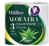 Müller Toalettpapír 3 rétegű kistekercses 100% cellulóz 100 lap/tekercs 4 tekercs/csomag Aloe Vera fehér (MÜLLER_67737) (MÜLLER_67737)