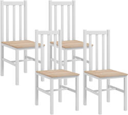HomCom Set de 4 scaune de bucătărie, Scaune de masă Scaune de living, Lemn masiv, design modern, 38, 5 cm x 47, 5 cm x 99 cm, Natural | Aosom Romania (83A-091V01ND)