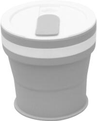 Cyrax összehajtható szilikon utazópohár, 350 ml, szívószál mellékelve, szürke, 9 x 9, 2 cm (125086)
