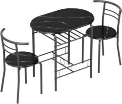 HOMCOM Set Masă Modernă cu 2 Scaune pentru Dining, Set 3 Piese Economisitoare de Spațiu pentru Bucătărie, Balcon, Restaurant sau Bar, Maro și Negru | Aosom Romania (835-134V01BK)