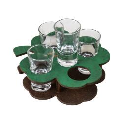 Z-tools EXT 6091 4 darabos pohár készlet, lóhere alakú fa tartóval, 50ml (EXT6091)