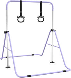 HOMCOM Bară Gimnastică Artistică pentru Copii Reglabilă cu 2 Inele, din Oțel, 148x105x88-128 cm, Mov | Aosom Romania (340-016V00VT)