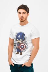 D&B Férfi Unisex Póló PC00007 Captain America Fehér-Méret XL (PC00007CaptainAmericaWhiteXL)