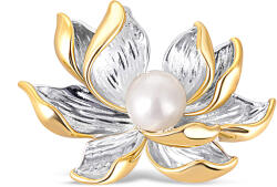 JwL Luxury Pearls Broșă frumoasă bicolor cu perlă 2in1 Floare de Lotus JL0698