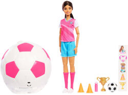 Mattel Barbie, Team Roll & Reveal, papusa care sare, jucatoare de fotbal, set de joaca Papusa Barbie