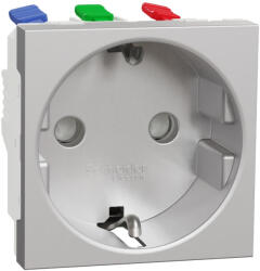Schneider Electric Priza schuko 2M borne aut Schneider Noua Unica aluminiu NU305730 (NU305730)