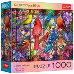 Trefl PUZZLE TREFL 1000 PASARI DIN VITRALIU CU POSTER INCLUS (VIVA-99306) Puzzle