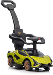 Leziter Lamborghini bébitaxi tolókarral, zenével zöld (LBT-LAMB-ZOL)