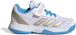 adidas Courtflash Kids Comfort Closure Tennis Shoes Ftwr White/Cyber Met. /Lucid Aquamarine Gyerekteniszcipő EUR 28, 5