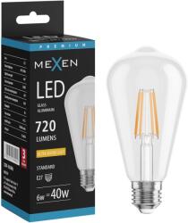Mexen Vintis, LED izzószálas izzó E27, ST64, 6 W, meleg fehér 2200K, átlátszó, L152-E27-0622-00 (L152-E27-0622-00)