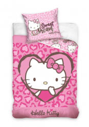 Carbotex Hello Kitty Édes Álmok 100% pamut ágyneműgarnitúra 140x200cm ágyneműhuzat + 70x90cm párnahuzat - aprotalpak