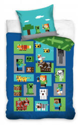 Carbotex Minecraft 100% pamut ágyneműgarnitúra 160x200cm ágyneműhuzat + 70x80cm párnahuzat - aprotalpak