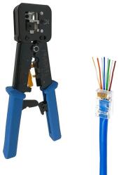  Krimpelő szerszám 6P/8P RJ45 átmenő csatlakozóhoz