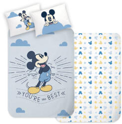 Carbotex Mickey Egér 100% pamut gyermek ágyneműgarnitúra 100x135cm ágyneműhuzat + 40x60cm párnahuzat - aprotalpak