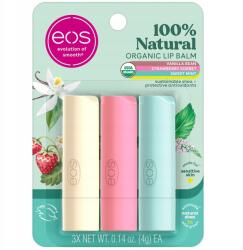 EOS Natural Lip Balm 3 Pak Vanilla Strawberry Sweet Mint vanília eper