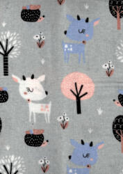  Flanel színes, mintás pelenka 60x80 cm - szürke őzike és süni