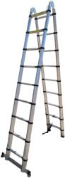 S. C. Fieromania Company S. R. L Scară aluminiu, dubla, telescopica, universală 4 in 1, 2x9 trepte, 2.8m, 150kg (EN-131-ANSI)